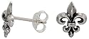 Tiny 3/8" (10 mm) Sterling Silver Fleur-De-Lis Stud Earrings