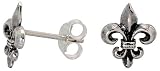 Tiny 3/8 (10 mm) Sterling Silver Fleur-De-Lis Stud Earrings