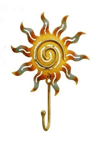 Tropical Sun Rays Sunshine Aztec Metal Art Wall Hook Peg