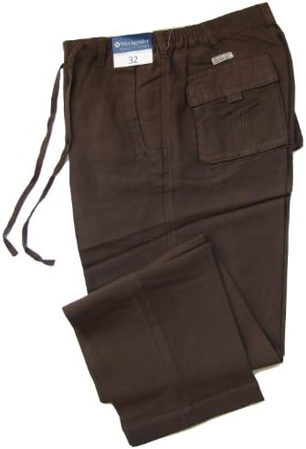 Casual Pants - Weekender St. Barts Adjustable Outside Drawstring Comfort Side Elastic Quality Linen Viscose Pants in Tropic Brown - 36