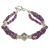 Handmade Amethyst Bracelet With Silver Beads