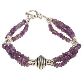 Handmade Amethyst Bracelet With Silver Beads by AsiaEXP