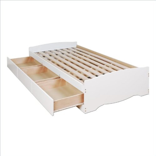 Queen 6 drawer Platform Storage Bed White