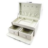 Coffret &agrave; Bijoux Cuir "So British" ivoire gris clair