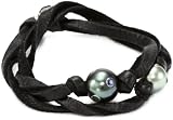 M.Cohen Double Wrap with Three Tahitian Black Pearls and Gems Bracelet