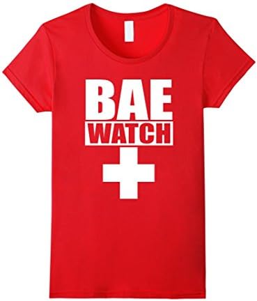 Women's Baewatch T-Shirt Lifeguard Tee Large Red