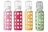 Lifefactory Glass Baby Bottles 4 Pack (9 oz. in Girl Colors)