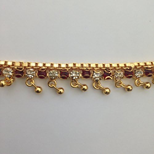 Traditional Indian Fashion Jewelry Bollywood Fashion Jewellery Maroon Anklet 2 Piece Women Accessory