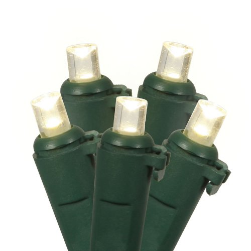 Vickerman 15667 - 100 Light Green Wire Warm White LED Wide Angle Miniature Christmas Light String Set (X4G0011)