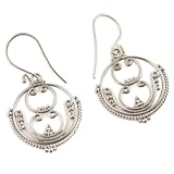 Silver Plated Brass Small Gypsy Coin Crest Hook Earrings