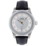 Oris Mens 73375944061LS Leather Synthetic with Silver Dial Watch