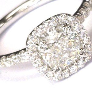 3.72 Ct G Vs2 Gia Certified Cushion Cut Diamond 14K Engagement Halo Vintage Ring