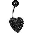 10mm Black Sparkler Heart Belly Ring