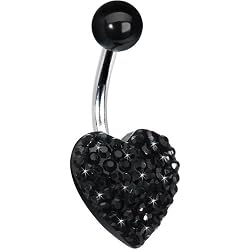 10mm Black Sparkler Heart Belly Ring