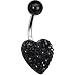10mm Black Sparkler Heart Belly Ring