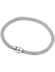 Elements Silver, Sterling Silver Popcorn Bracelet with Magnetic Clasp