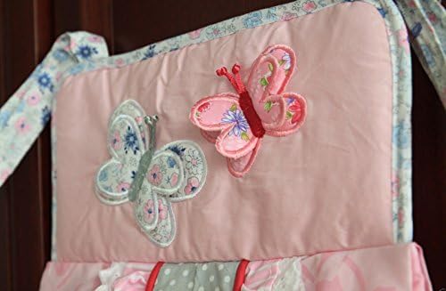 NEW High Quality Embroidered Nursery Diaper Nappy Stacker Organiser Bag Cotton (Butterfly Pink)