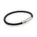 Black Braided Leather Bracelet With Steel Clasp