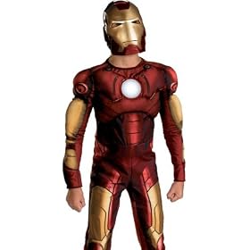 Childrens Marvel Comics Officially Licensed Iron Man Muscle Costume with Mask Kids Birthday Ironman Movie Party Outfit