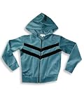 Kyds - Girls Velour Hooded Sweatshirt Jacket, Teal Green, Black