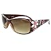 MLC EYEWEAR ® Rectangle Fashion Sunglasses Brown Frame Flower Design Amber Lenses.