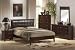 Beautiful Solid Wood Queen Bed Set in Dark Brown Finish with Brown Faux Leather Pds F90151 F40565 F40566 F40567 F40568