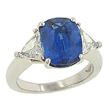 Cushion Sapphire(4.63ct) & Trillion Diamond(.87ct) Rg