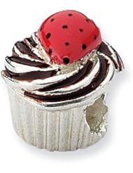 Sterling Silver Reflections Enameled Strawberry Cupcake Bead