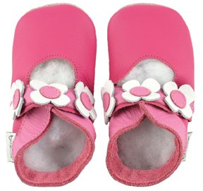 Bobux Original Soft Eco-Leather Infant Toddler Shoes Mary Jane Flowers Fuschia