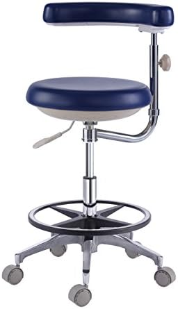 Ihome520 Dental Dentist's Mobile Chair Nurse's Stools with Backrest PU Leather (Dark Blue)