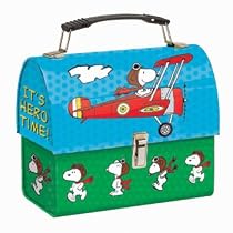 Peanuts Snoopy Hero Time Dome Tin Tote Lunch Box New Gift