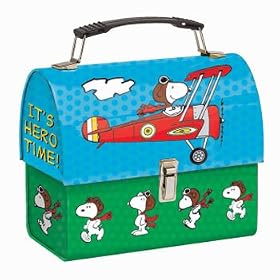 Peanuts Snoopy Hero Time Dome Tin Tote Lunch Box New Gift