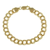 41DzR6jeXHL. SL160  18k Gold Plated Sterling Silver Double Link Chain Charm Bracelet, 8