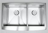 33 Inch Stainless Steel Curved Front Farm Apron 60/40 Double Bowl Kitchen Sink