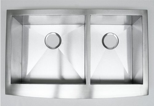 33 Inch Stainless Steel Curved Front Farm Apron 60/40 Double Bowl Kitchen Sink