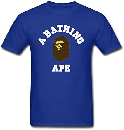 QITO Men's Bape Brown And White 100% Soft Cotton T Shirts Royal Blue XXXL