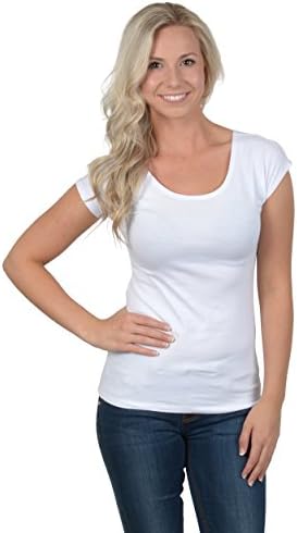 Fashion Corner Womens Layering Cap Sleeve Tee (X-Small, White)