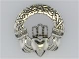Sterling Silver Claddagh & Celtic Knotwork Circle Pendant
