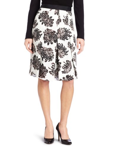 Jones New York Women's Pleated Skirt With Grossgrain, Jet Black Multi, 10