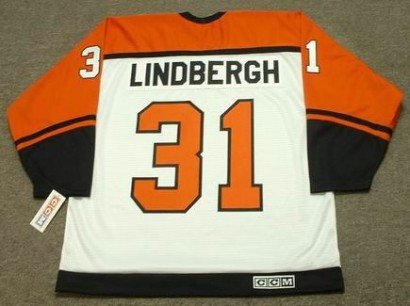 PELLE LINDBERGH Philadelphia Flyers 1985 CCM Throwback Home NHL Hockey Jersey, LARGE