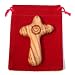 Olive wood Comforting or healing Cross engraved with Crown of Thorns and Heart of our Lord Package. Comes with gift box,Velvet bag & Lord's Prayer card - 3 " Cross