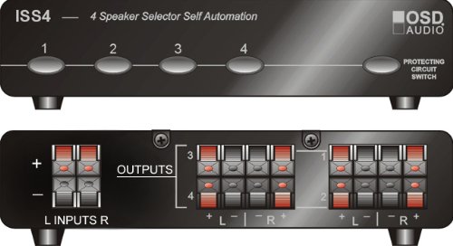 OSD ISS4 High Power 4-Zone Speaker Selector with Impedance Protection (Black)