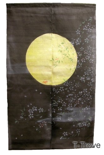 Hot Hot Hot Sale Noren Or Door Curtain Black With Moon And Spring