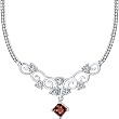 0.75 carats total weight Princess Cut Garnet & White CZ Gemstone Necklace in Sterling Silver