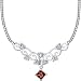 0.75 carats total weight Princess Cut Garnet & White CZ Gemstone Necklace in Sterling Silver Rhodium Finish