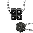 Black Stainless Steel Small LOVE Cubic Zirconia Cube Pendant Necklace