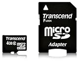 Transcend 4 GB microSDHC Class 2 Flash Memory Card TS4GUSDHC2E (Black) - Fr ....