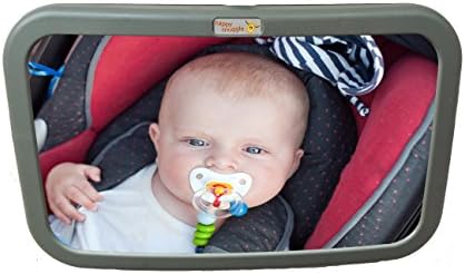 Baby Back Seat Mirror For Rear Facing Infant Car Seats - Adjustable Straps Attach in Seconds - Head to Toe View of Baby With Extra Large Convex Mirror - Shatterproof - Fits Most Headrests
