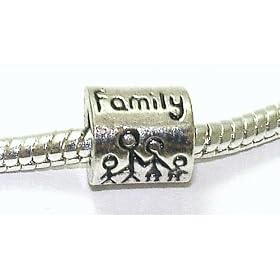 "Family" Spacer - Silver Plated Charm Bead - fits Pandora, Chamilia etc style Bracelets - SpangleBead