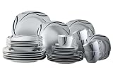 Domestic 545782 Oslo Porzellan Kombiservice 30-teilig mit je 6 Tassen, Untertassen, Dessertteller,Teller tief, Teller flach